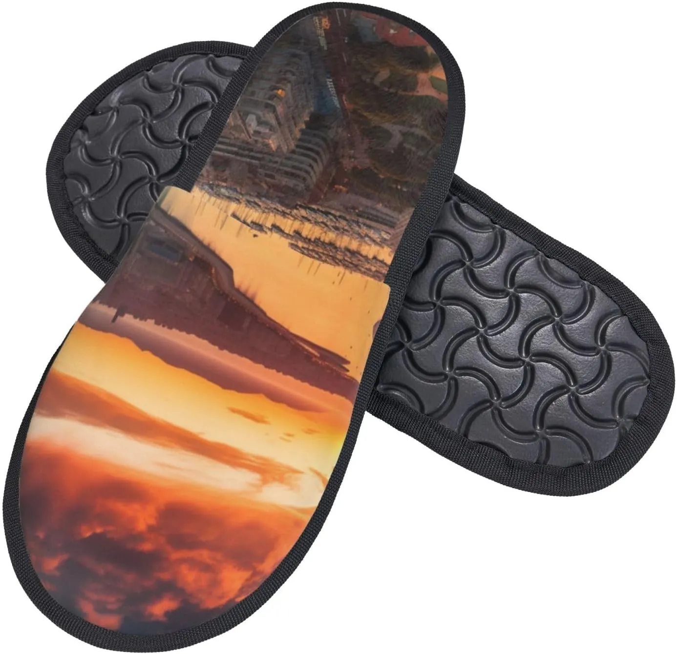 Sunset in Barcelona Printed Slippers Cozy Indoor Slide Unisex House Slippers Soft Plush Slip-on Slippers