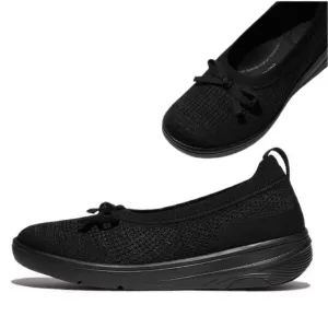 Super Q Bow Knit Ballet Flat in All Black by FIT FLOPS