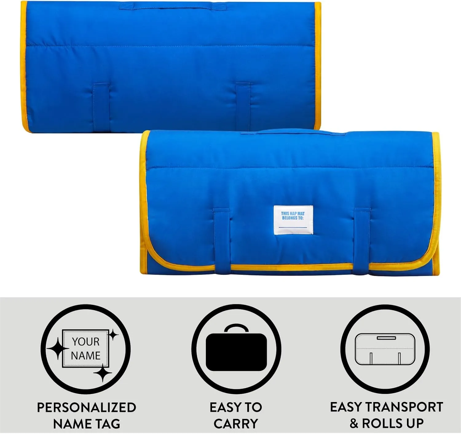 Super Soft Plush Toddler Quilted Nap Mat with Built in Blanket and Pillow