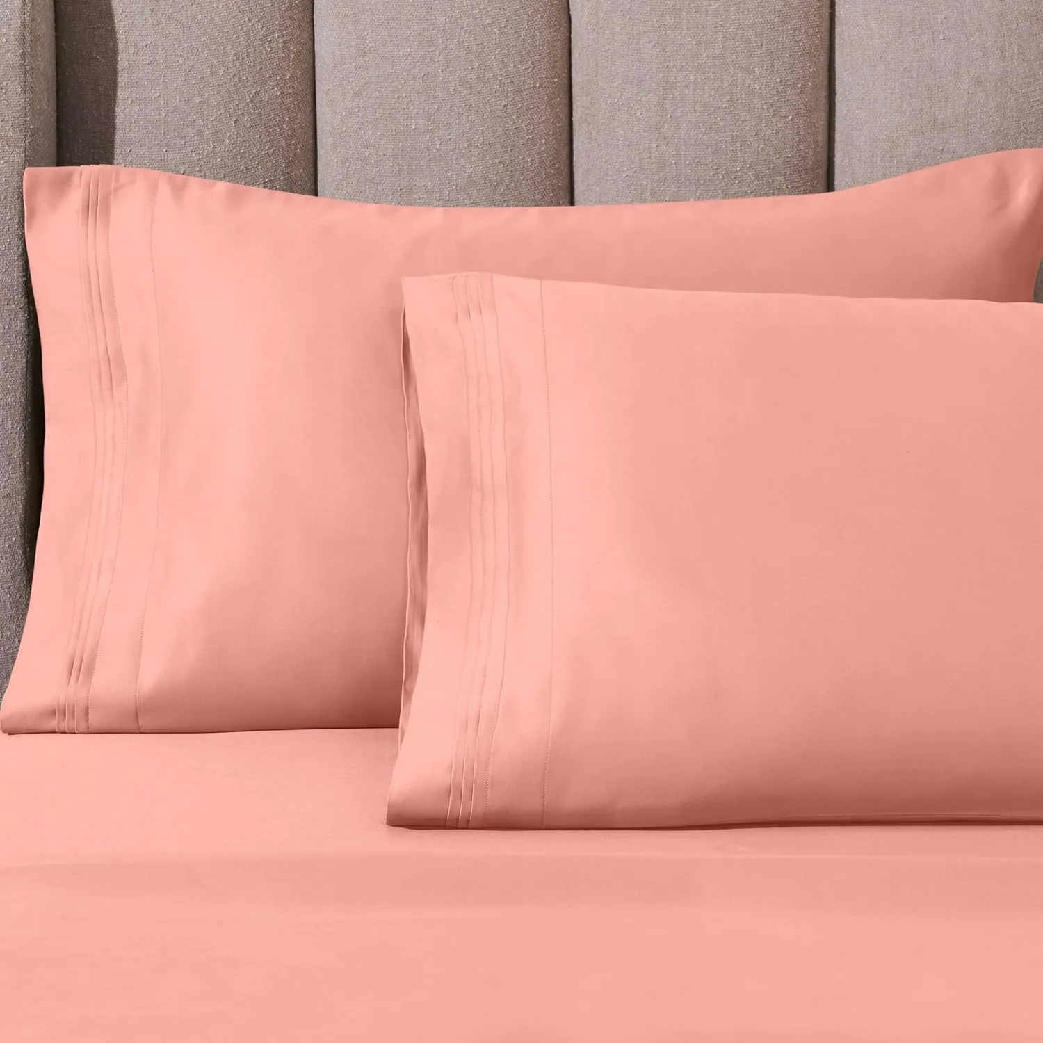 Superior Egyptian Cotton Sheet Set - 1000-Thread Count Egyptian Cotton Solid Bedding Sheet Set with 18” Deep Pocket - Luxury High Thread Count Sheet Set, California King, Dusted Rose