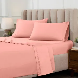 Superior Egyptian Cotton Sheet Set - 1000-Thread Count Egyptian Cotton Solid Bedding Sheet Set with 18” Deep Pocket - Luxury High Thread Count Sheet Set, California King, Dusted Rose