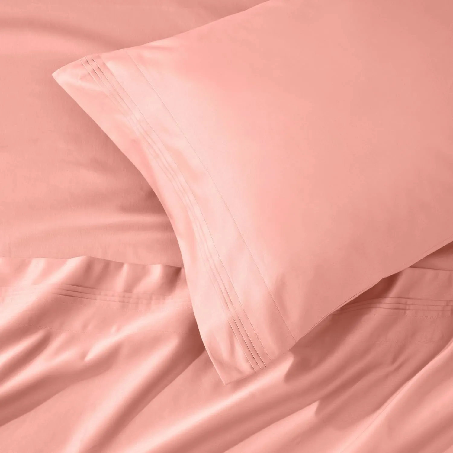 Superior Egyptian Cotton Sheet Set - 1000-Thread Count Egyptian Cotton Solid Bedding Sheet Set with 18” Deep Pocket - Luxury High Thread Count Sheet Set, California King, Dusted Rose