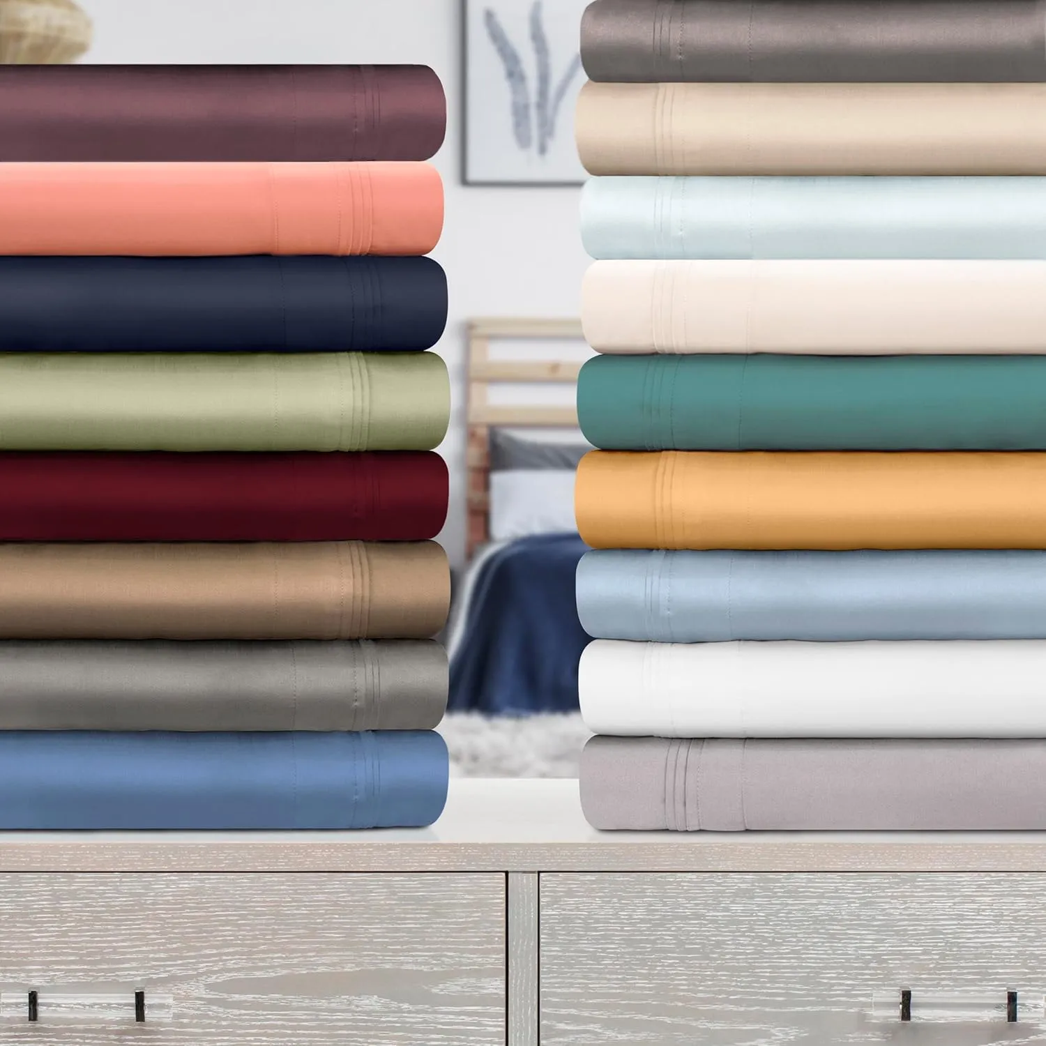 Superior Egyptian Cotton Sheet Set - 1000-Thread Count Egyptian Cotton Solid Bedding Sheet Set with 18” Deep Pocket - Luxury High Thread Count Sheet Set, California King, Dusted Rose