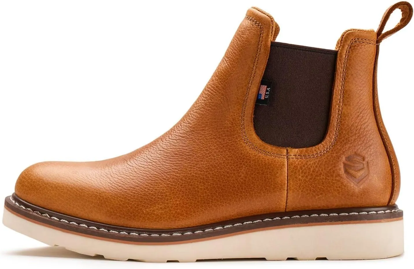SUREWAY Men's Slip On Chlesea Work Boots for Men - Lightweight Comfortable,Premium Quality,Full Grain Leather,Slip-resistant Wedge Sole