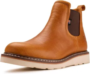 SUREWAY Men's Slip On Chlesea Work Boots for Men - Lightweight Comfortable,Premium Quality,Full Grain Leather,Slip-resistant Wedge Sole