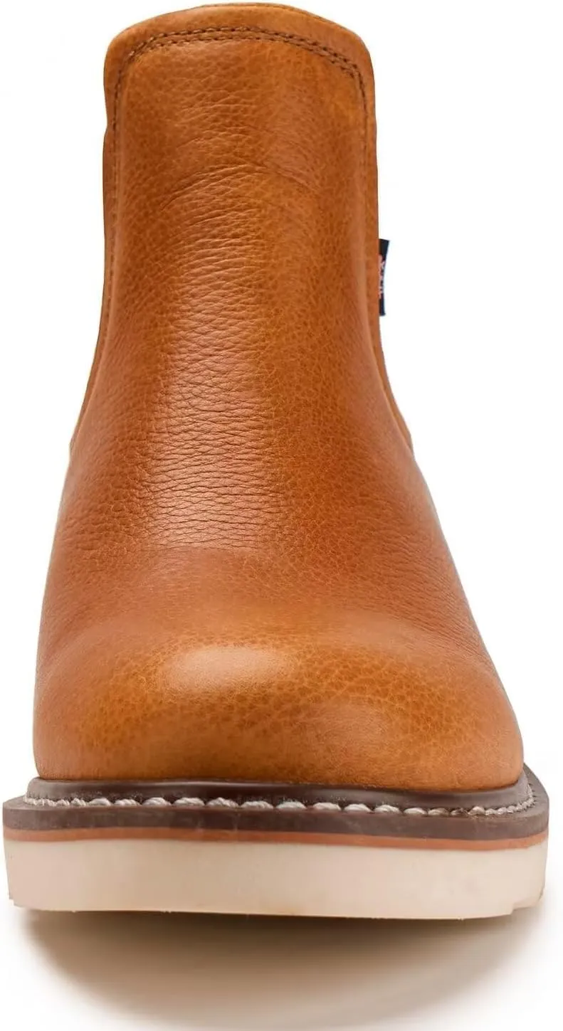 SUREWAY Men's Slip On Chlesea Work Boots for Men - Lightweight Comfortable,Premium Quality,Full Grain Leather,Slip-resistant Wedge Sole