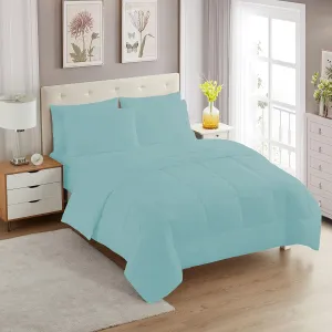 Sweet Home Collection 5 Piece Comforter Set Bag Solid Color All Season Soft Down Alternative Blanket & Luxurious Microfiber Bed Sheets, Misty Blue, Twin XL