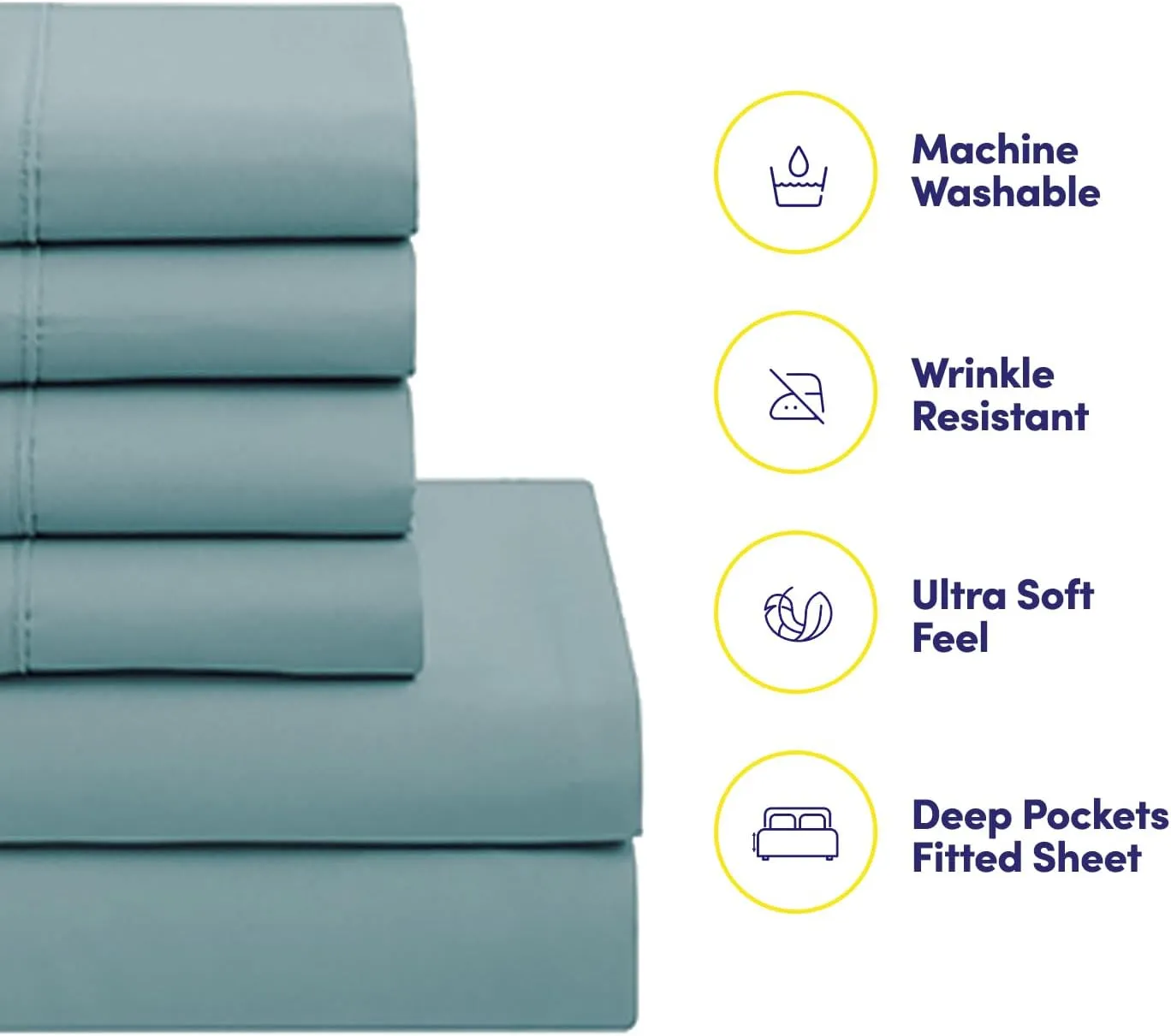 Sweet Home Collection 5 Piece Comforter Set Bag Solid Color All Season Soft Down Alternative Blanket & Luxurious Microfiber Bed Sheets, Misty Blue, Twin XL