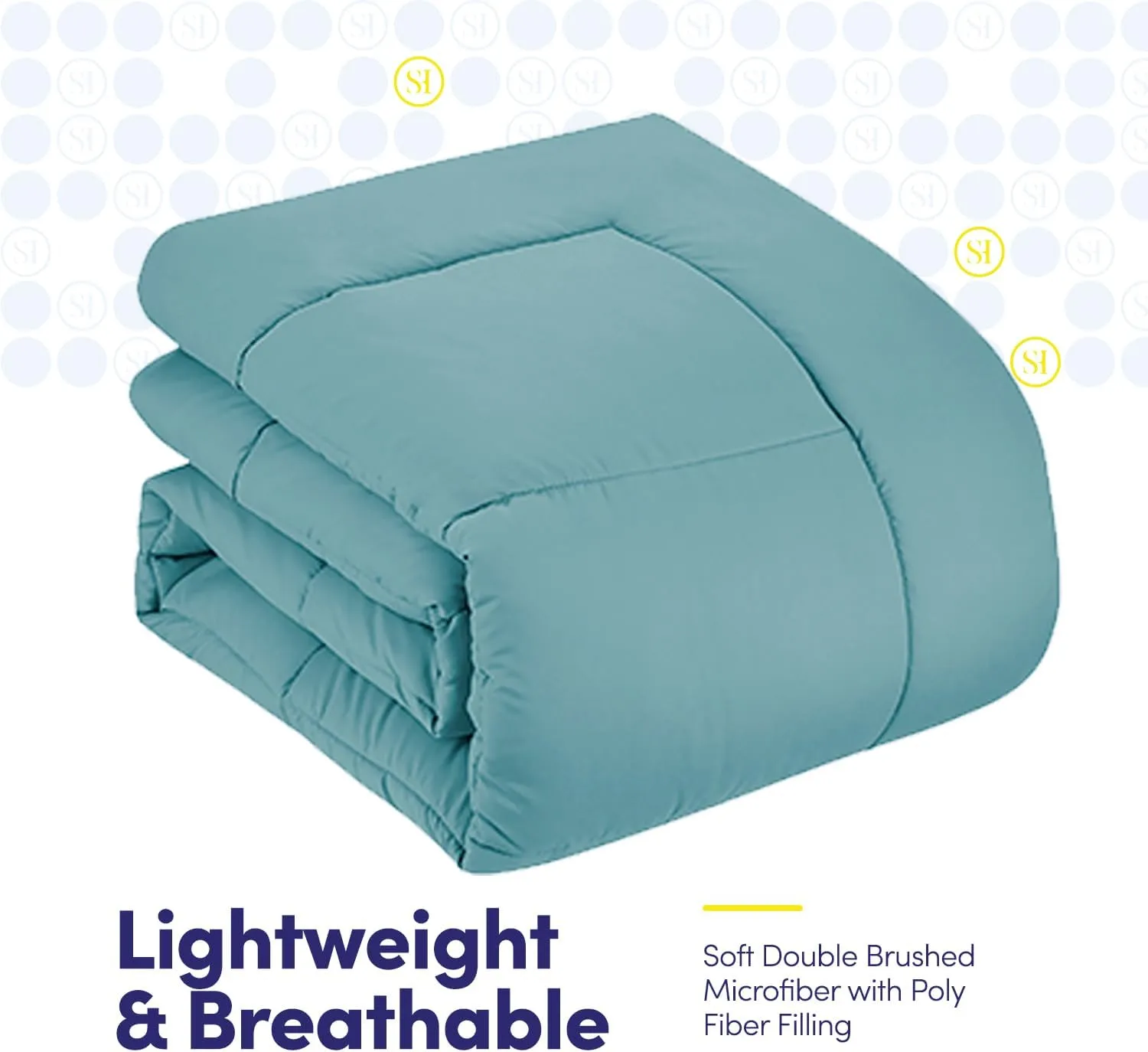 Sweet Home Collection 5 Piece Comforter Set Bag Solid Color All Season Soft Down Alternative Blanket & Luxurious Microfiber Bed Sheets, Misty Blue, Twin XL