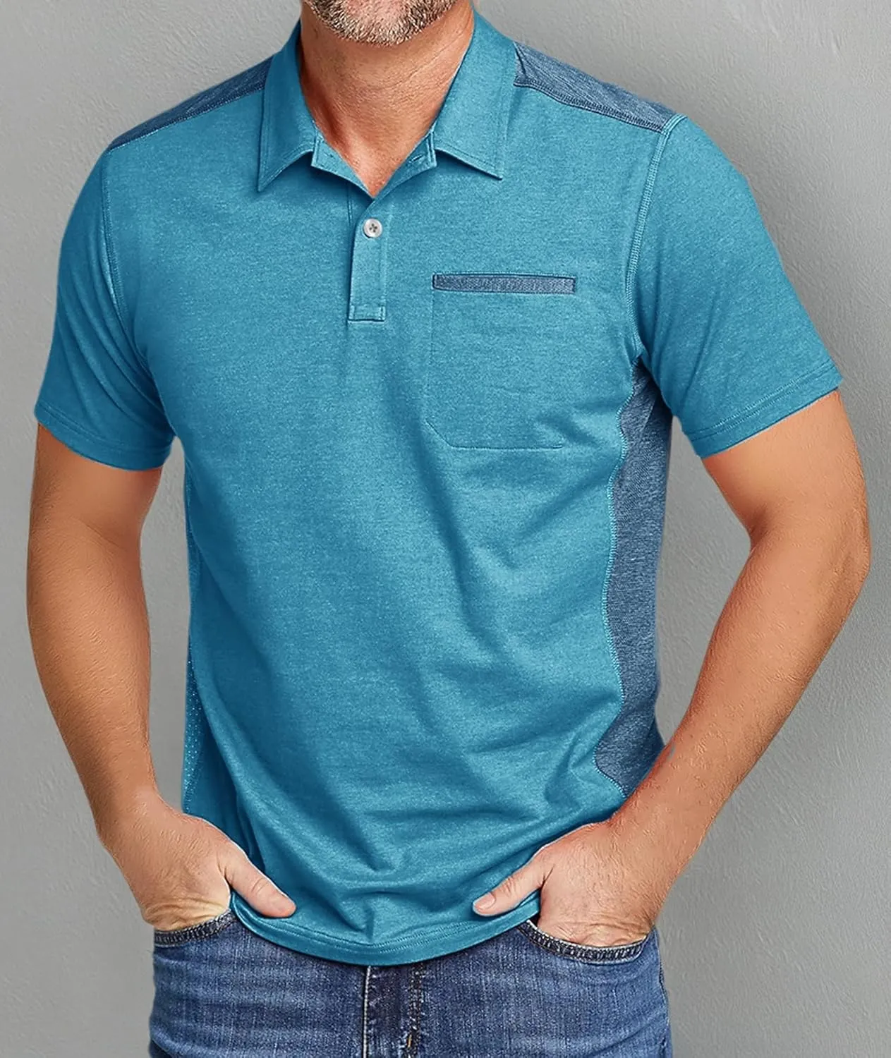 SWISSWELL Polo Shirts for Men with Pocket Short Sleeve Lightweight Performance Golf Shirt Mesh Summer Casual Shirt