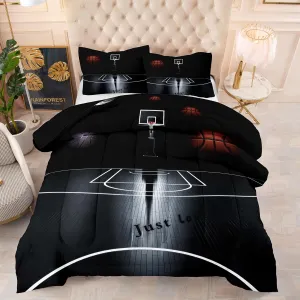 Tailor Shop 5 Pcs Boys Comforter Sets Full Bed in A Bag for Teen Boys Girls Kids,Basketball Bedding Set with Fitted Bed (1 Comforter, 1 Flat Sheet, 1 Fitted Sheet, 2 Pillowcases)…