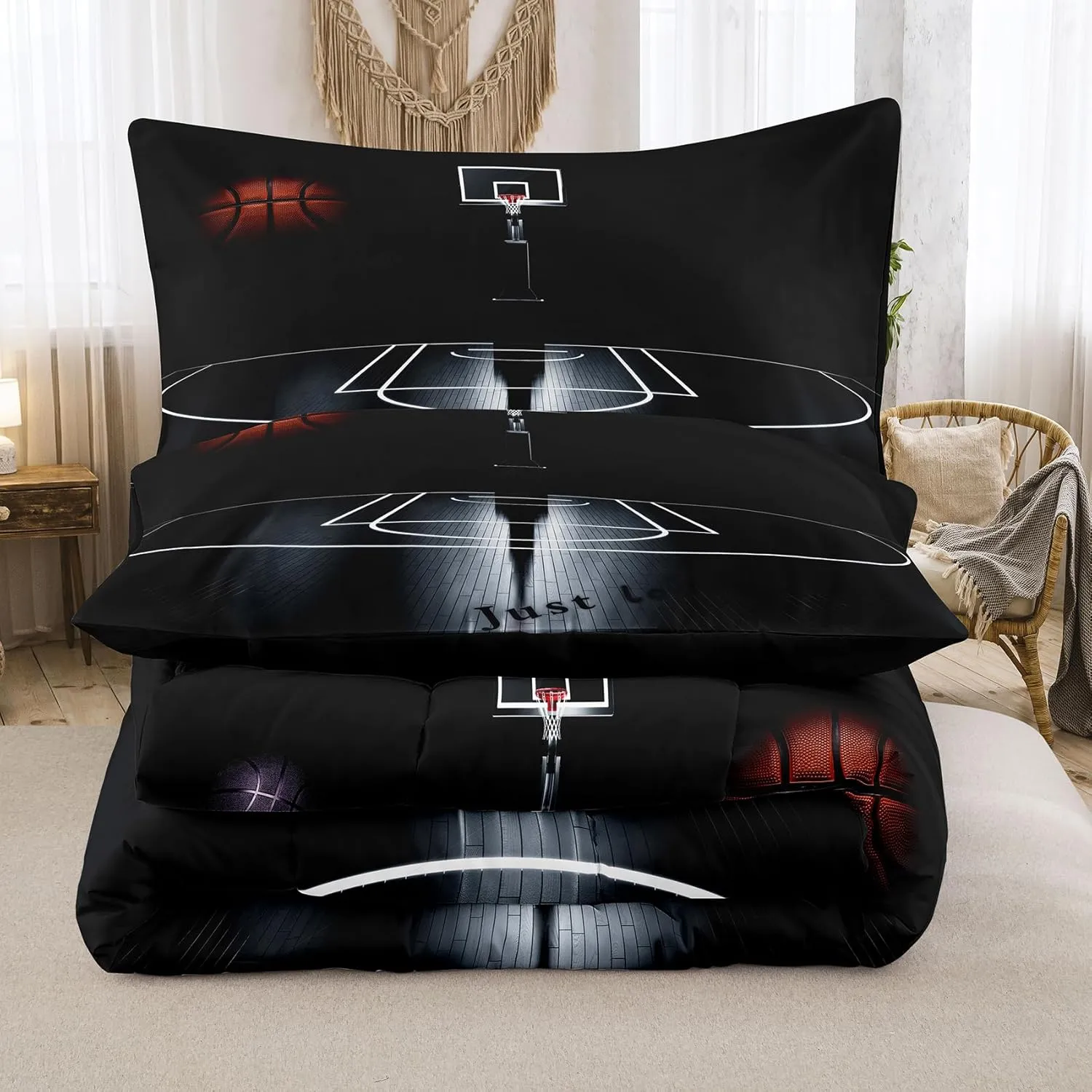 Tailor Shop 5 Pcs Boys Comforter Sets Full Bed in A Bag for Teen Boys Girls Kids,Basketball Bedding Set with Fitted Bed (1 Comforter, 1 Flat Sheet, 1 Fitted Sheet, 2 Pillowcases)…