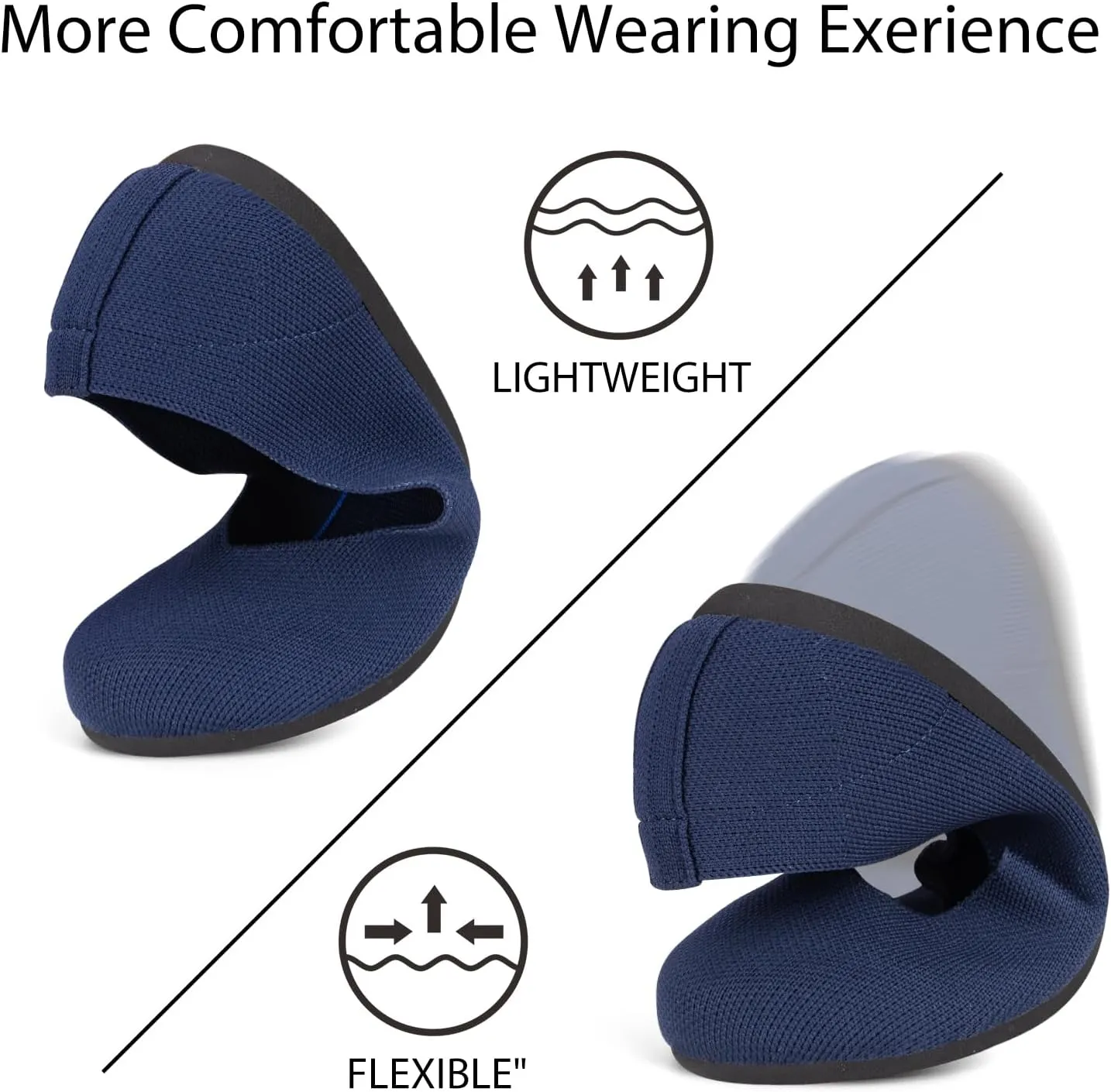 Tanamo Women's Flat Ballet Shoes Knit Flat Shoes for Women Round Toe Slip on Women Flats for Dressy Casual Office Work Wedding Comfort Soft