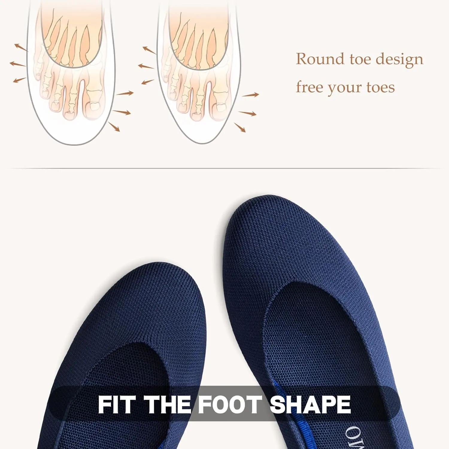 Tanamo Women's Flat Ballet Shoes Knit Flat Shoes for Women Round Toe Slip on Women Flats for Dressy Casual Office Work Wedding Comfort Soft