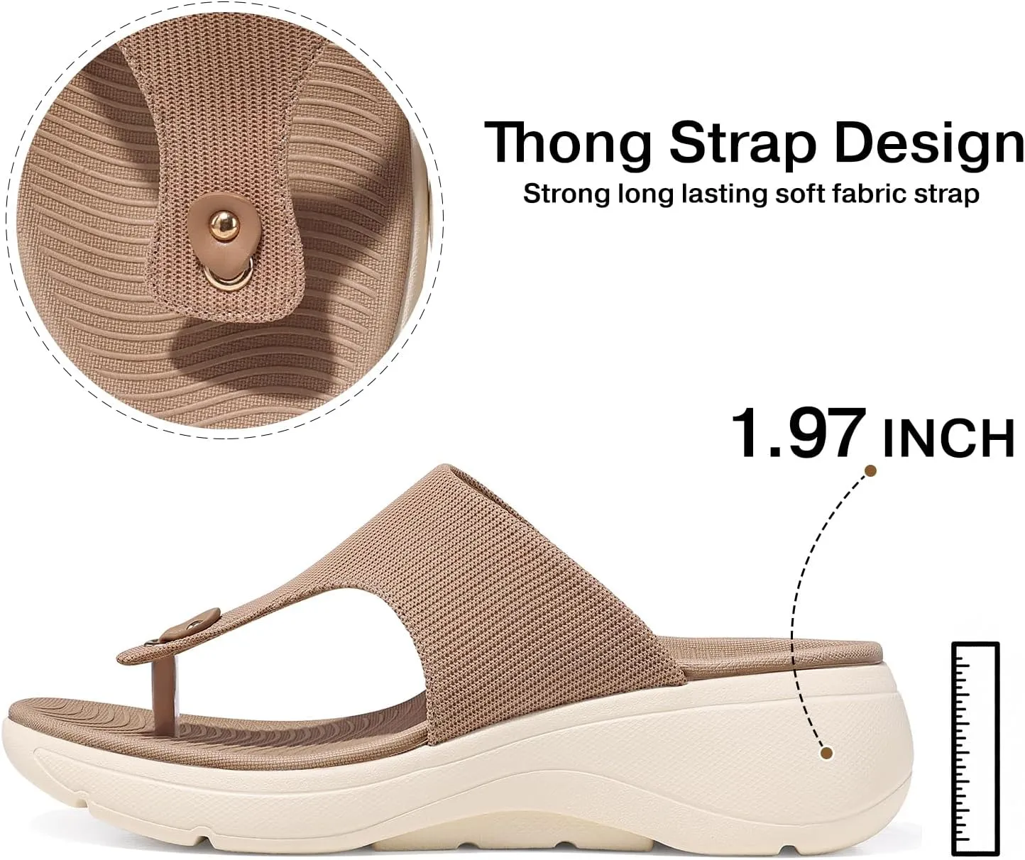 TEMOFON Womens Sandals Slides Dressy: Arch Support Flip Flops Wedge - Slip on Thong Flip Flops Slides Sandals Size 5-9