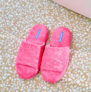 Terry Slide Slippers - Flower Pink
