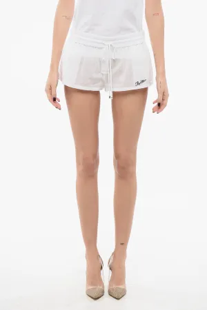 The Attico Lightweight Cotton Shorts with Contrasting Logo