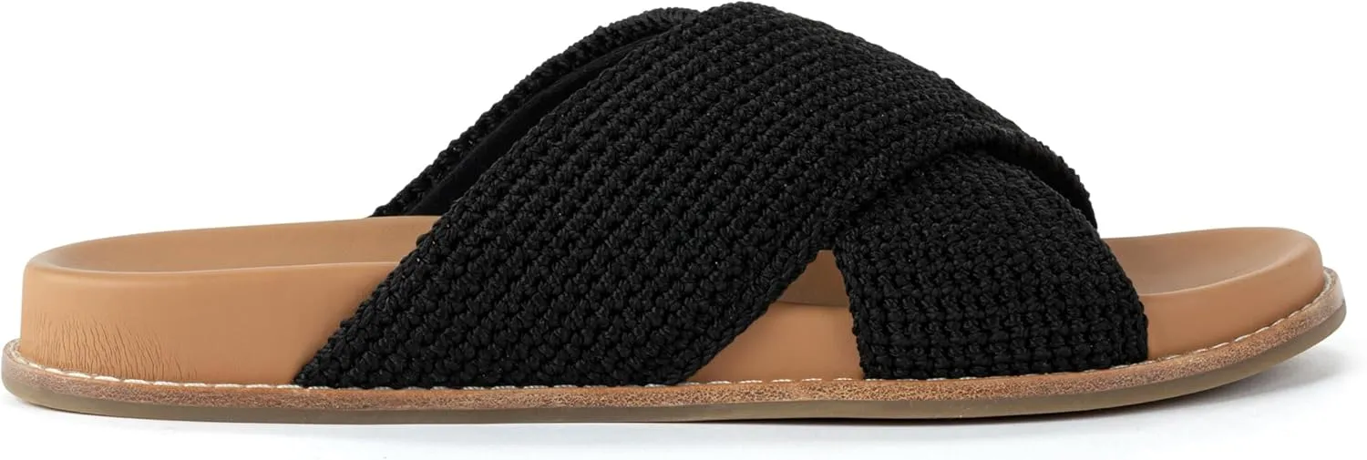 The Sak Penelope Slide Sandal - Women's Flat Fashion Slides with Soft Cushion Sole -Hand Crochet Slip On Sandals For Everyday