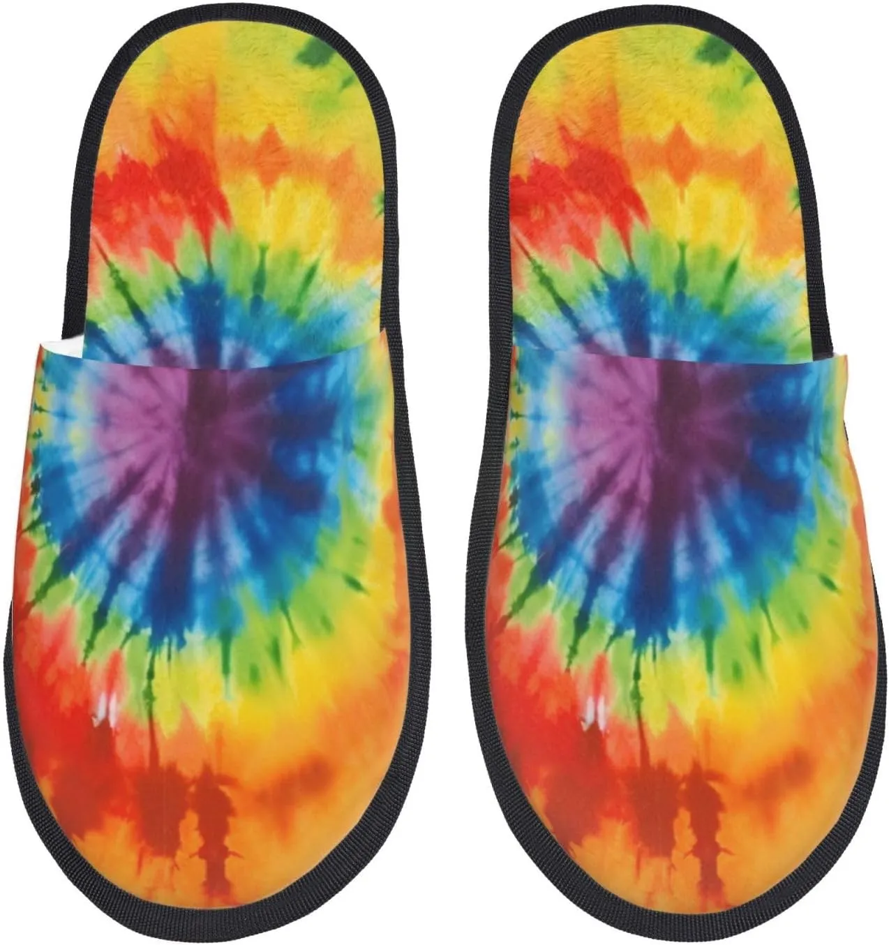 Tie Dye Printed Slippers Cozy Indoor Slide Unisex House Slippers Soft Plush Slip-on Slippers