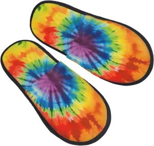 Tie Dye Printed Slippers Cozy Indoor Slide Unisex House Slippers Soft Plush Slip-on Slippers