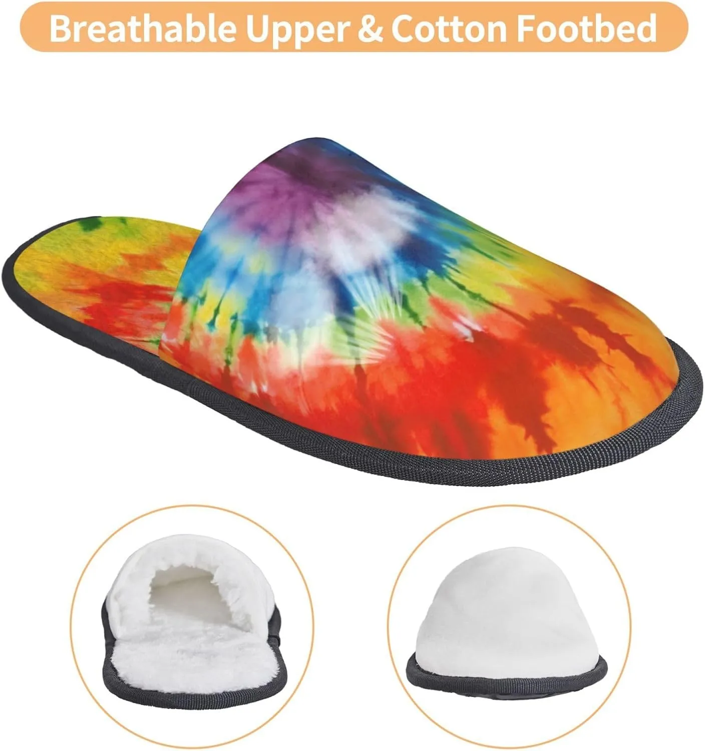 Tie Dye Printed Slippers Cozy Indoor Slide Unisex House Slippers Soft Plush Slip-on Slippers