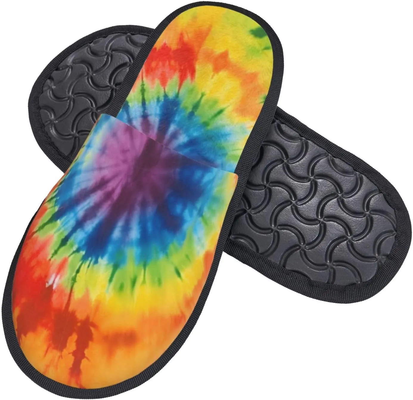 Tie Dye Printed Slippers Cozy Indoor Slide Unisex House Slippers Soft Plush Slip-on Slippers