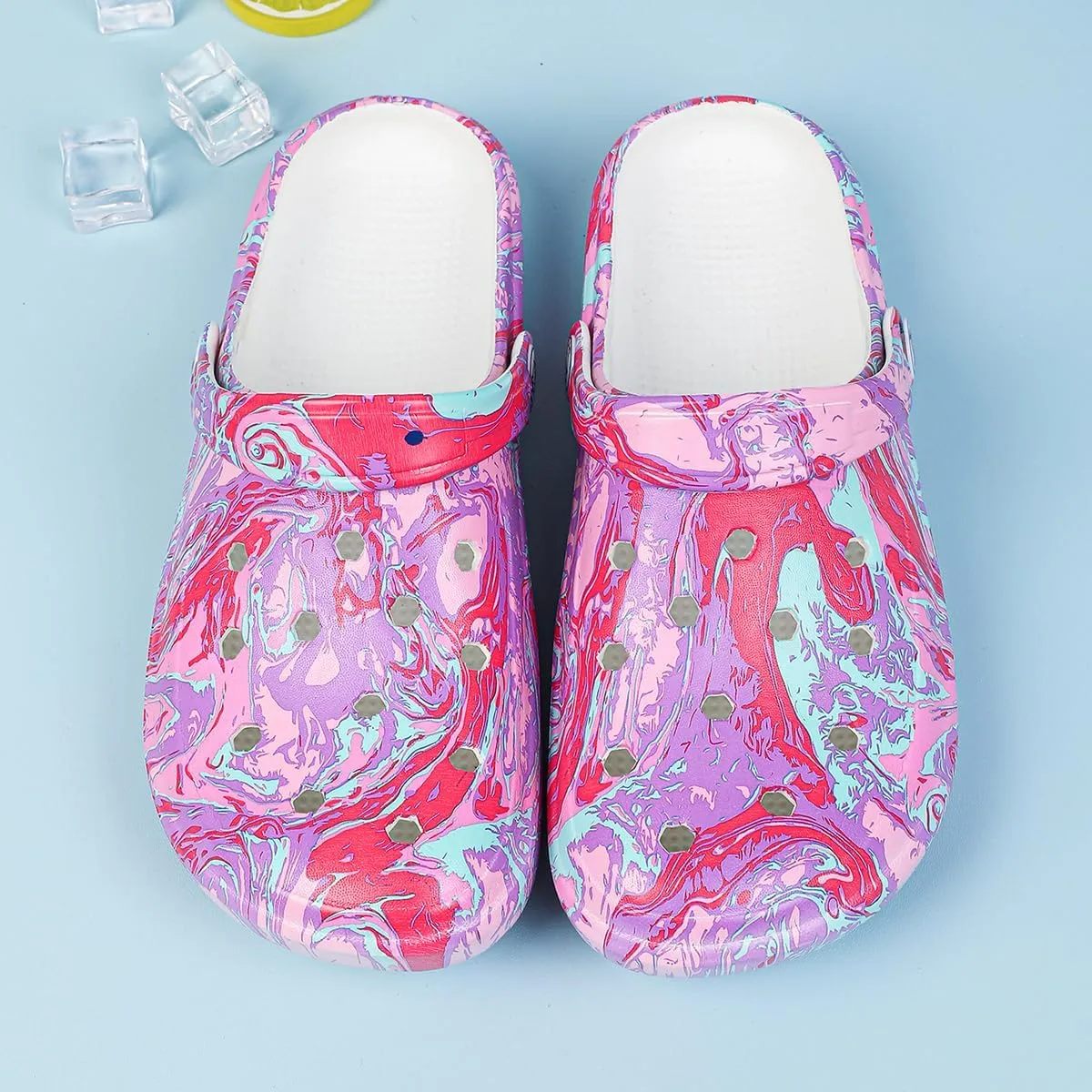 Tie-dye Womens Clogs Lightweight Slip-on Garden Shoes Cheap Slippers/Sandals/Water Shoes