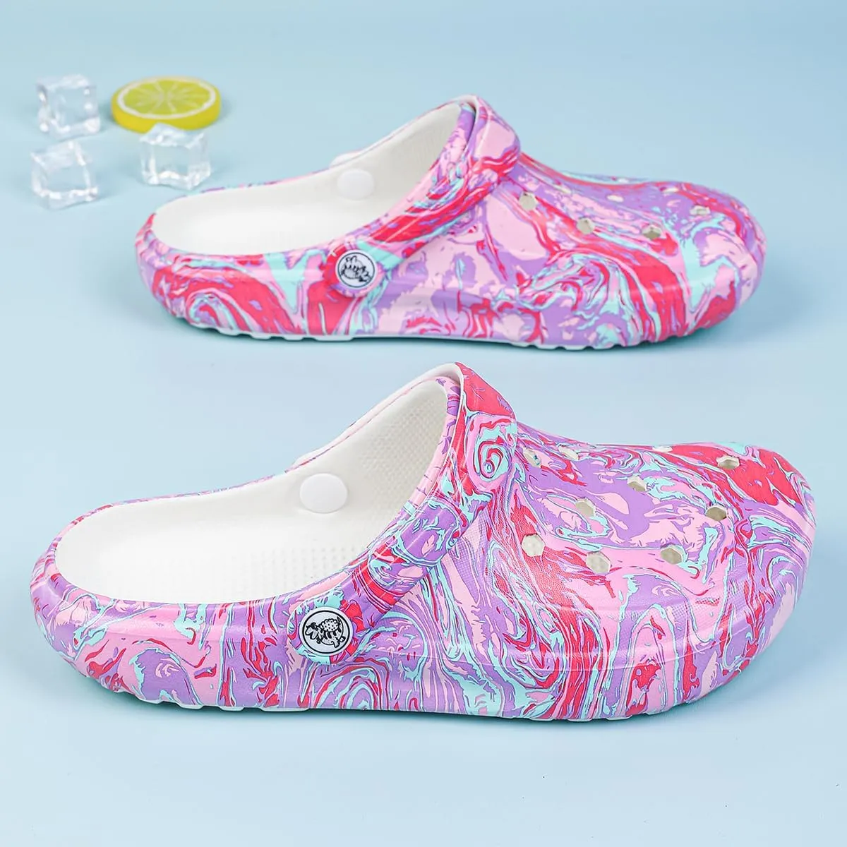 Tie-dye Womens Clogs Lightweight Slip-on Garden Shoes Cheap Slippers/Sandals/Water Shoes