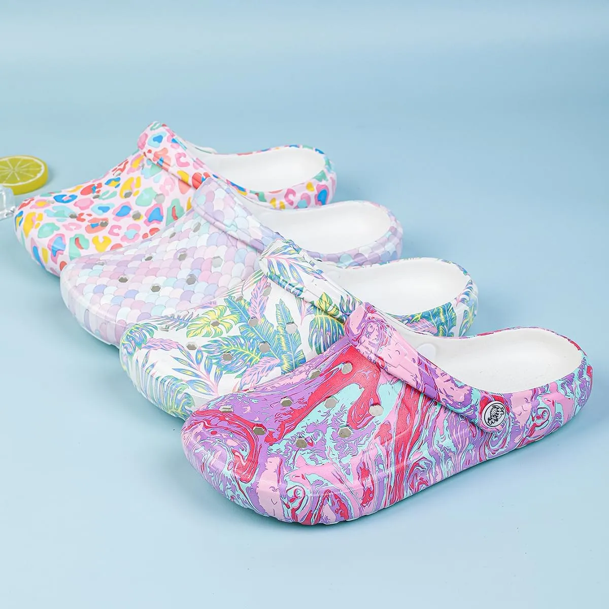Tie-dye Womens Clogs Lightweight Slip-on Garden Shoes Cheap Slippers/Sandals/Water Shoes