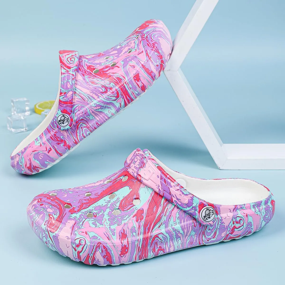 Tie-dye Womens Clogs Lightweight Slip-on Garden Shoes Cheap Slippers/Sandals/Water Shoes