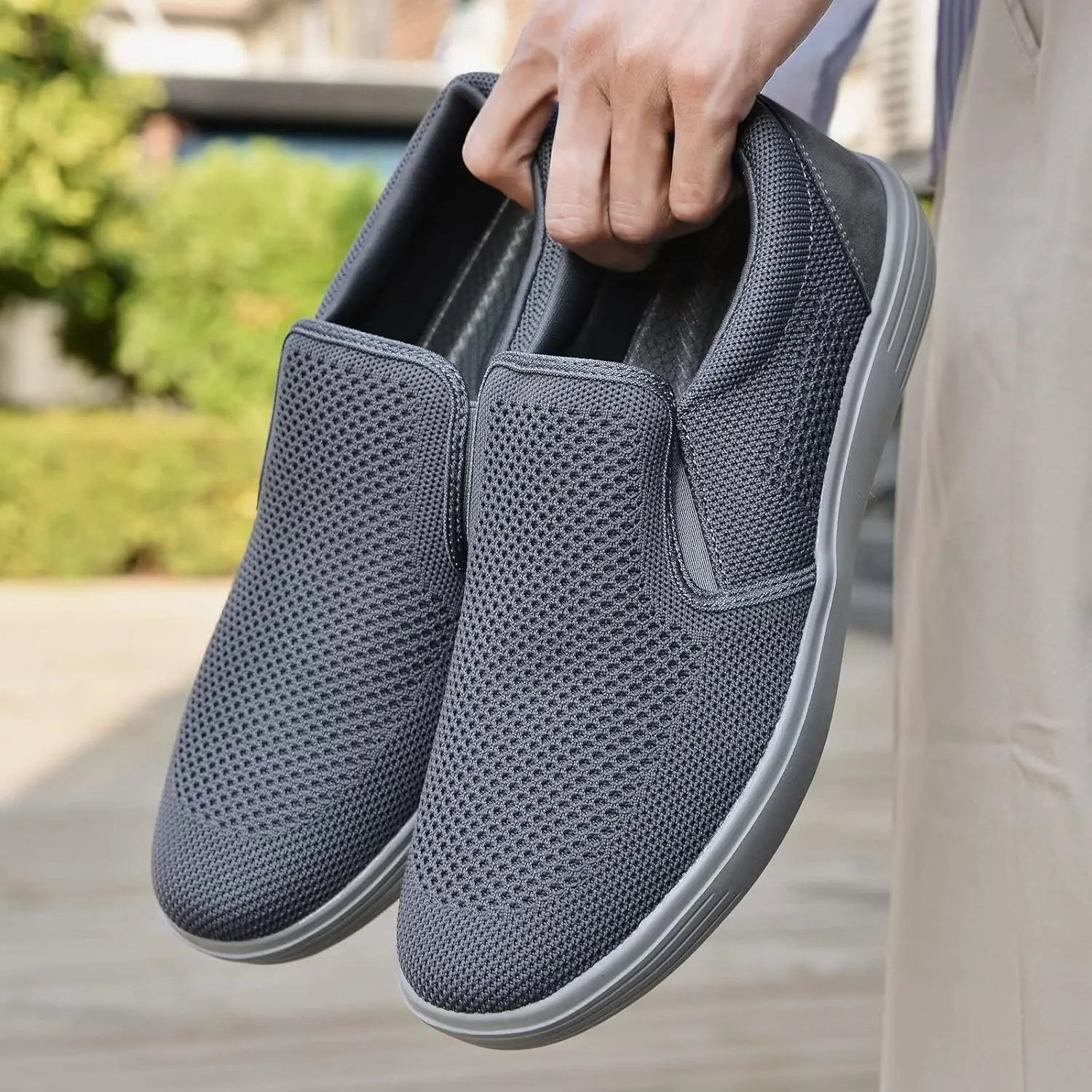 TIOSEBON Men's Mesh Slip on Walking Shoes-Comfortable Drving Loafer Fashion Sneaker