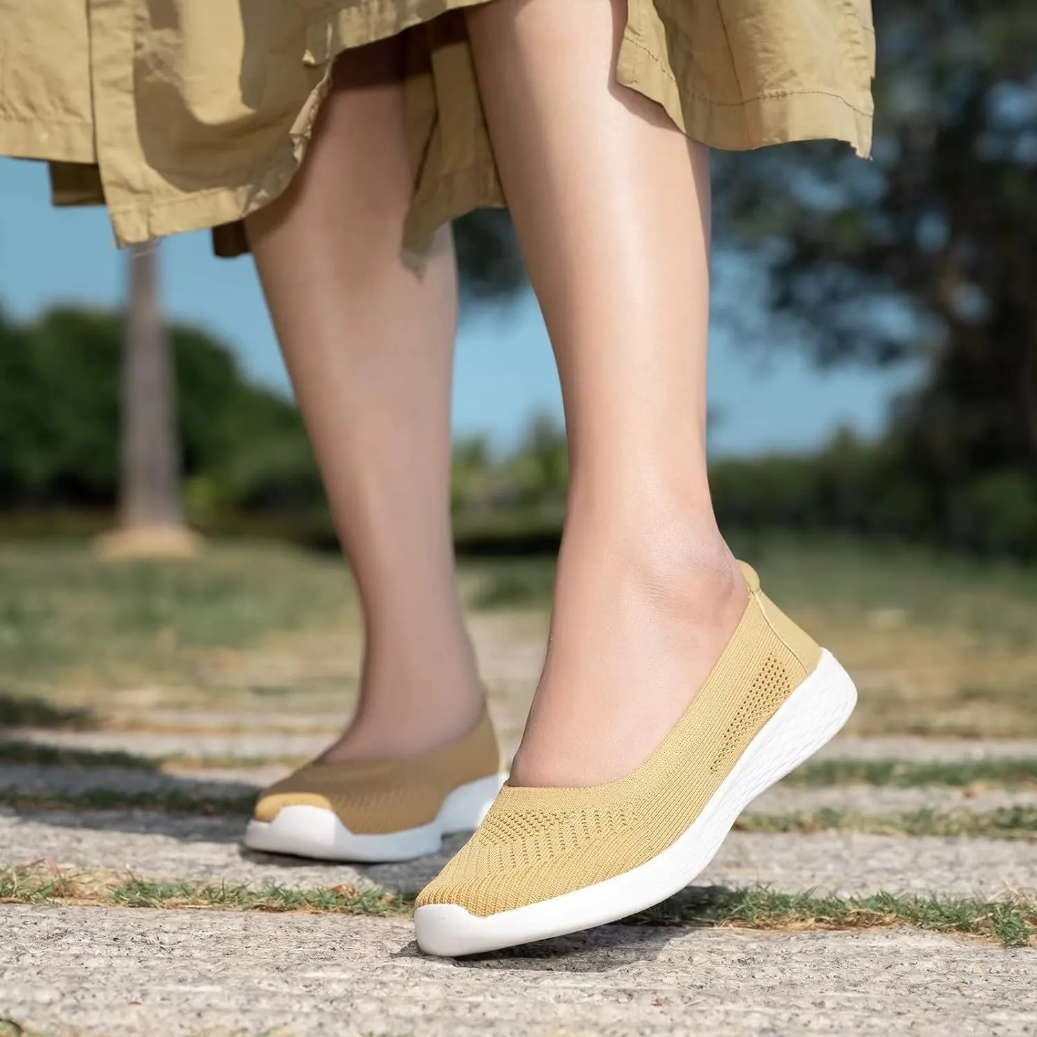 TIOSEBON Women's Comfortable Loafer Low-Top Flat Ultra Memory Foam Mesh Slip-On Walking Shoes
