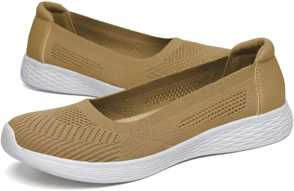 TIOSEBON Women's Comfortable Loafer Low-Top Flat Ultra Memory Foam Mesh Slip-On Walking Shoes