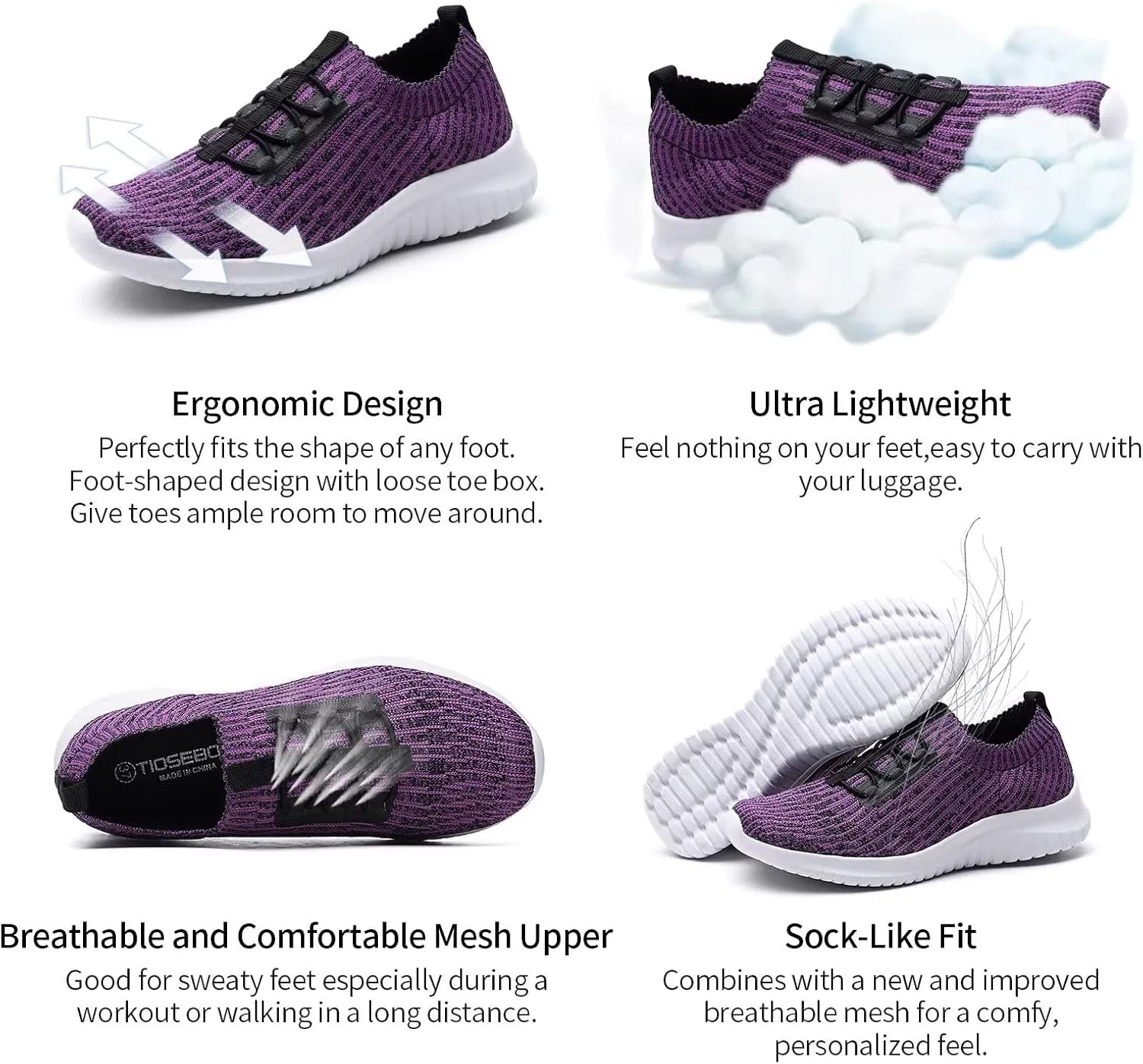 TIOSEBON Women's Slip On Walking Shoes Lightweight Casual Running Sneakers