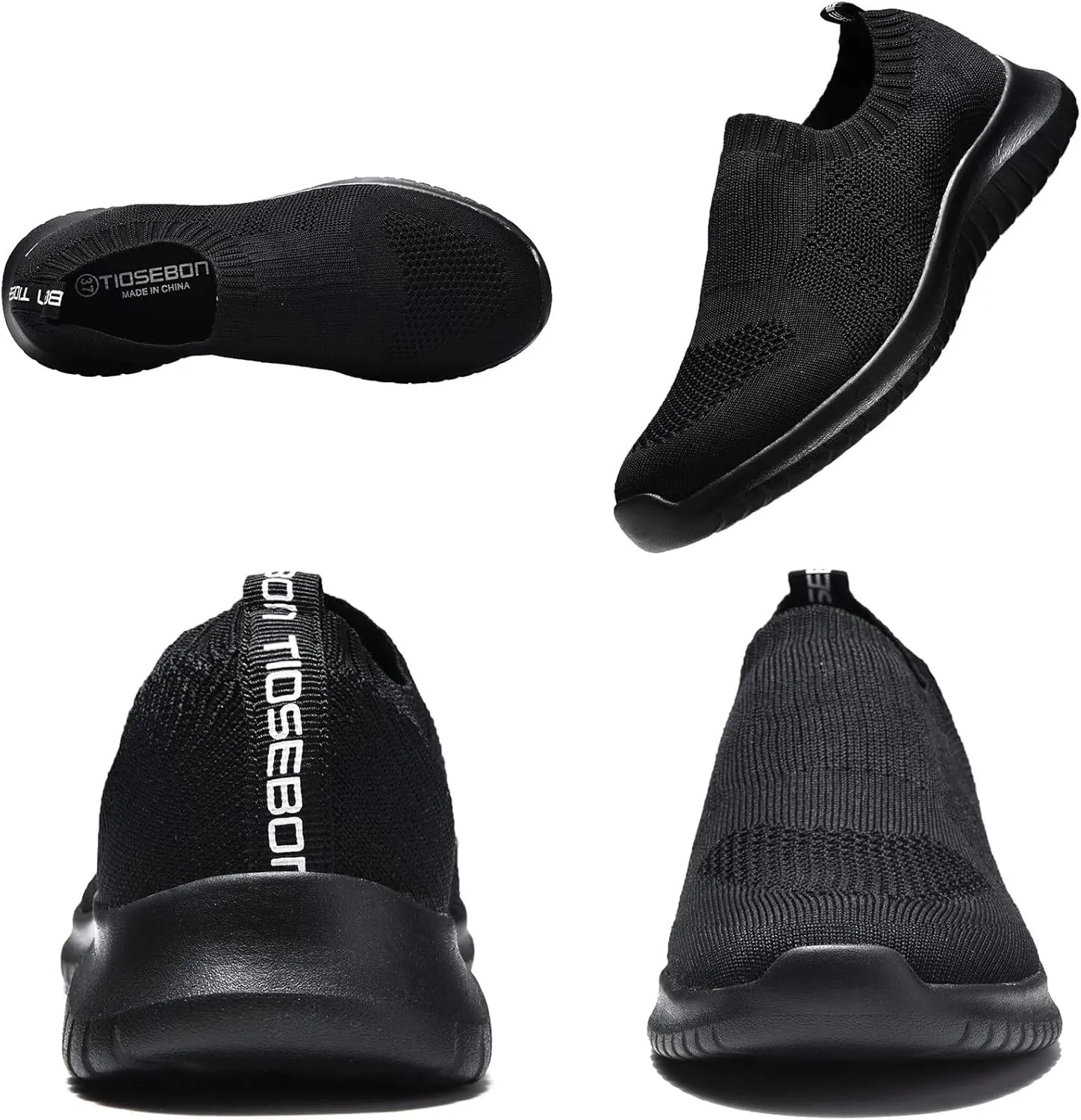 TIOSEBON Women's Walking Sock Shoes Elastic Knit Lightweight Slip on Breathable Yoga Sneakers