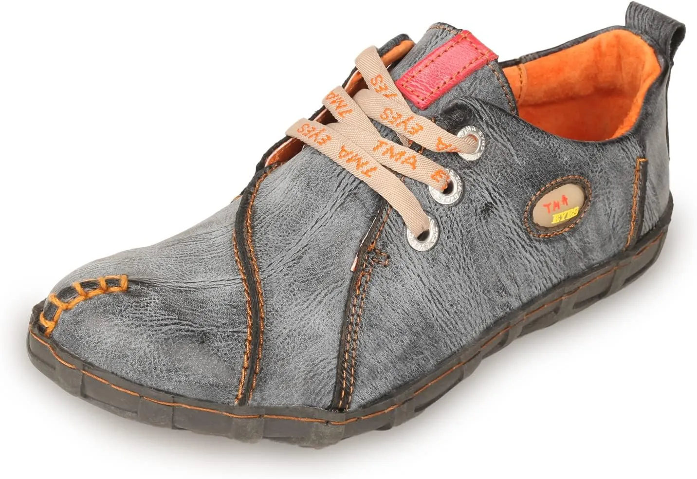 TMA EYES Retro Handmade Soft Leather Shoes Women's Flat Lace-up Walking Casual Shoes