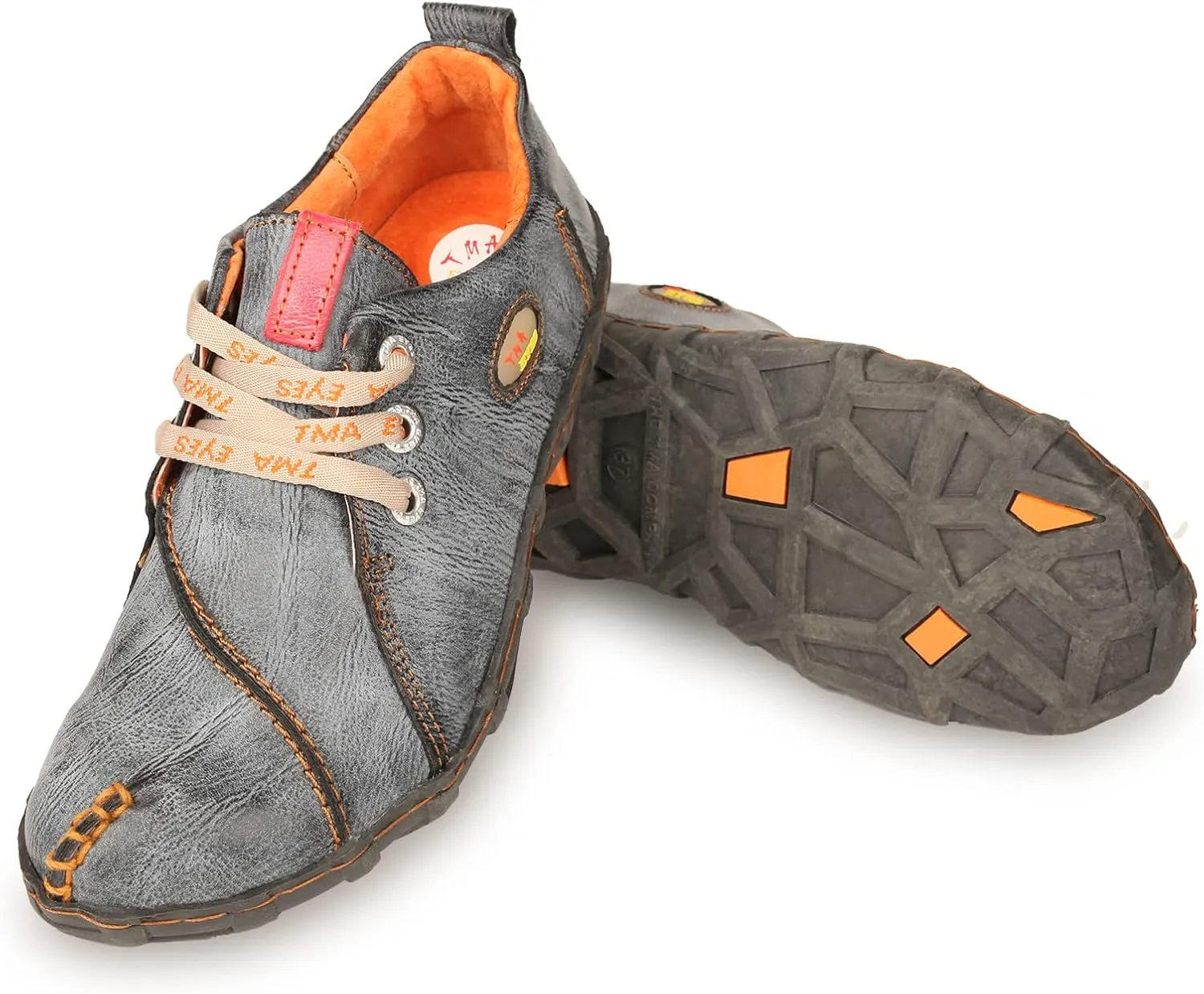 TMA EYES Retro Handmade Soft Leather Shoes Women's Flat Lace-up Walking Casual Shoes