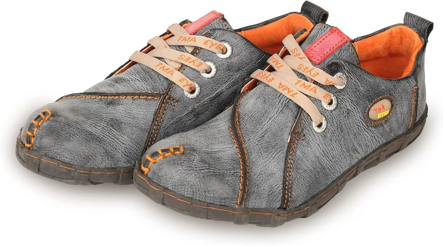 TMA EYES Retro Handmade Soft Leather Shoes Women's Flat Lace-up Walking Casual Shoes