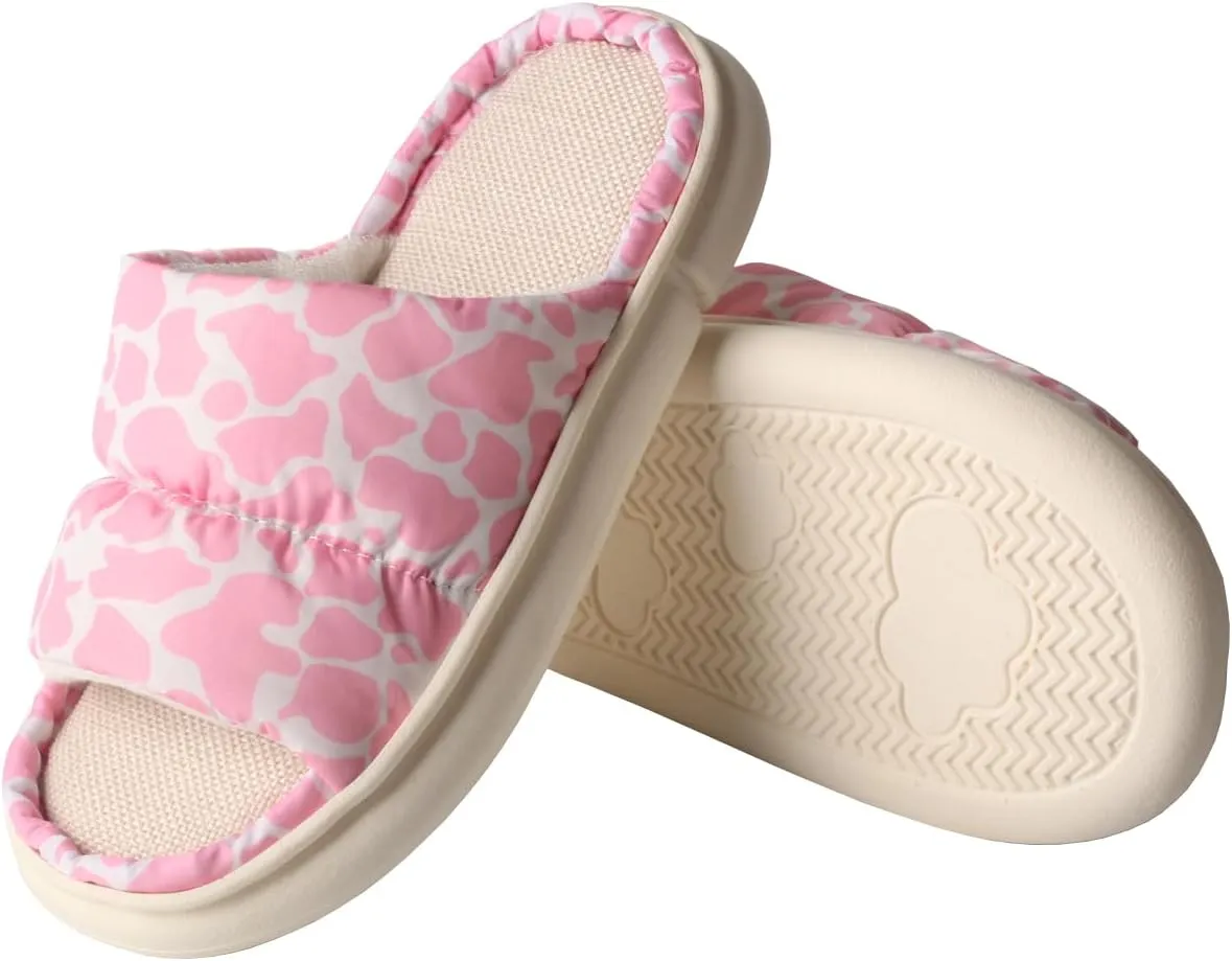 TMA EYES Women's soft soled open-toed slippers breathable non-slip fashion print design
