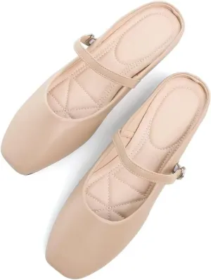 TN TANGNEST Flats for Women Elegant Square Toe Slip On Flats Soft One Line Strap Flats Retro Mary Jane Flat Shoes