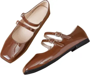 TN TANGNEST Flats for Women Elegant Square Toe Slip On Flats Soft One Line Strap Flats Retro Mary Jane Flat Shoes