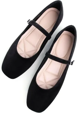 TN TANGNEST Leather Flats for Women Comfortable Square Toe Slip On Flats Soft Work Flats Retro Mary Jane Flats