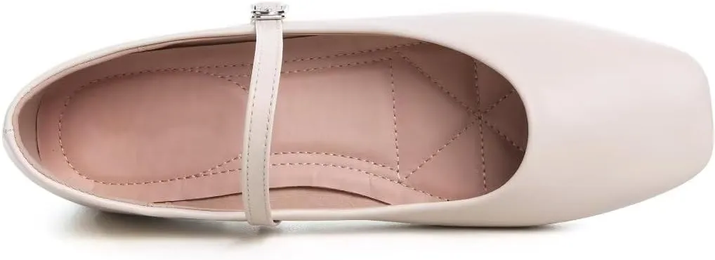 TN TANGNEST Leather Flats for Women Comfortable Square Toe Slip On Flats Soft Work Flats Retro Mary Jane Flats