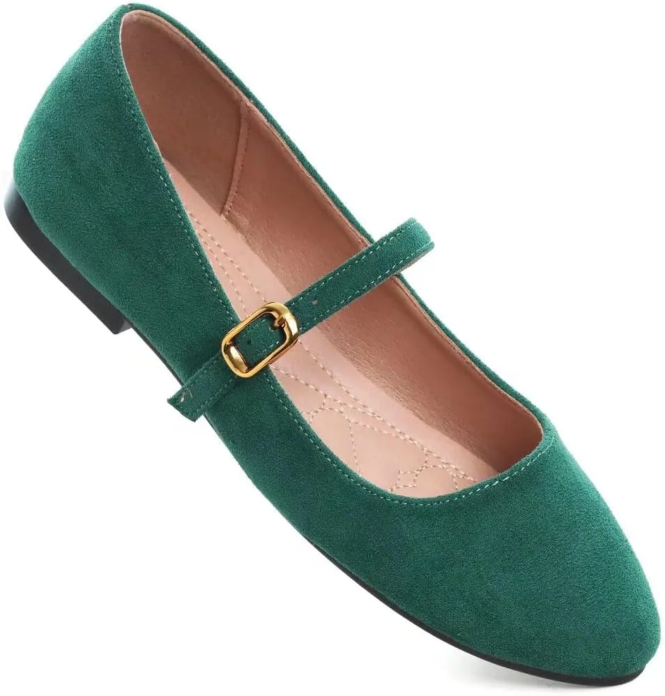TN TANGNEST Women's Leather Flats Comfortable Square Toe Dress Flats Retro Soft Mary Jane Flats
