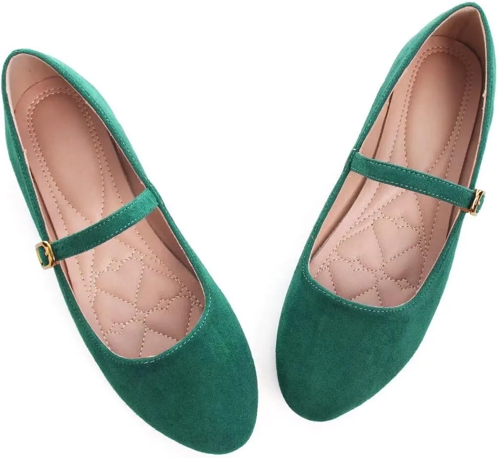 TN TANGNEST Women's Leather Flats Comfortable Square Toe Dress Flats Retro Soft Mary Jane Flats