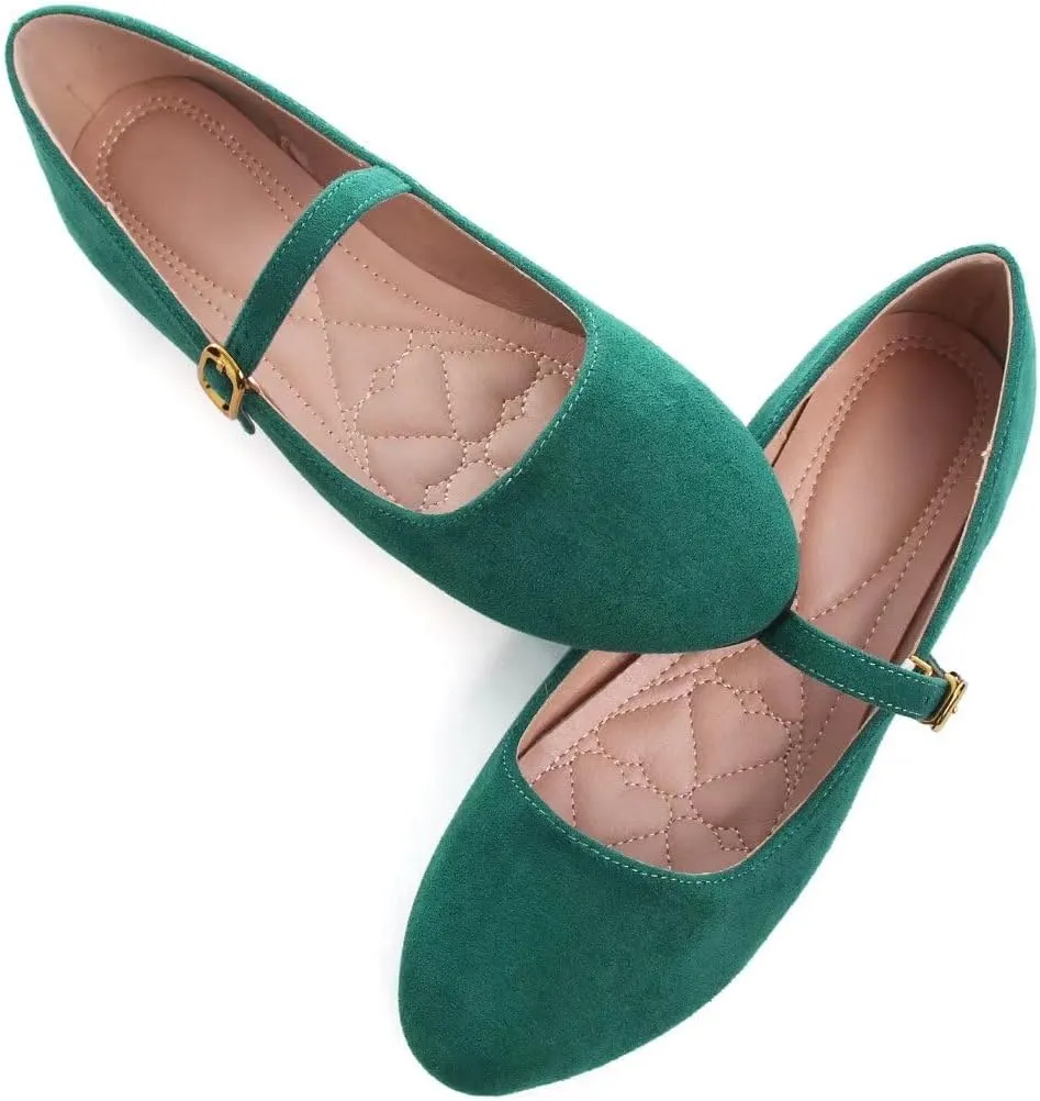 TN TANGNEST Women's Leather Flats Comfortable Square Toe Dress Flats Retro Soft Mary Jane Flats