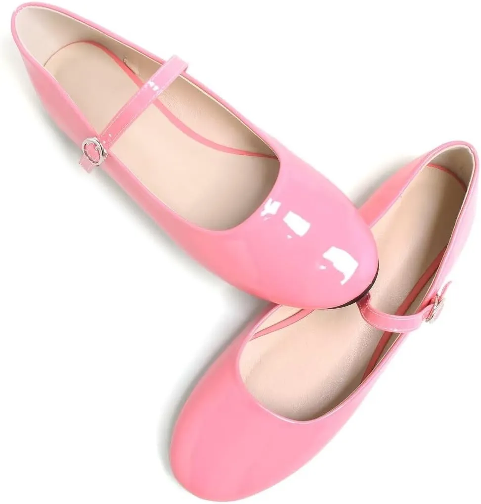 TN TANGNEST Women's Mary Jane Flats Fashion Square Toe Slip On Buckle Flats Soft Comfortable Casual Flat Shoes