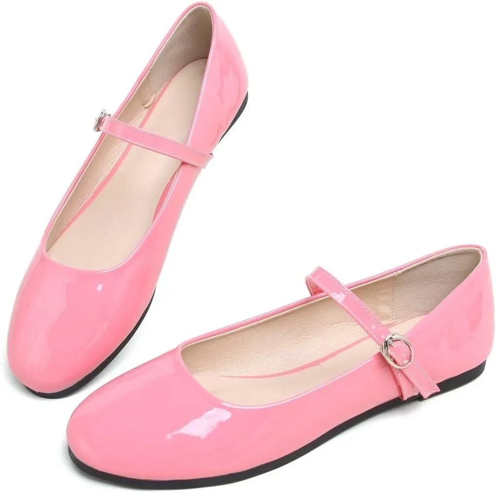 TN TANGNEST Women's Mary Jane Flats Fashion Square Toe Slip On Buckle Flats Soft Comfortable Casual Flat Shoes