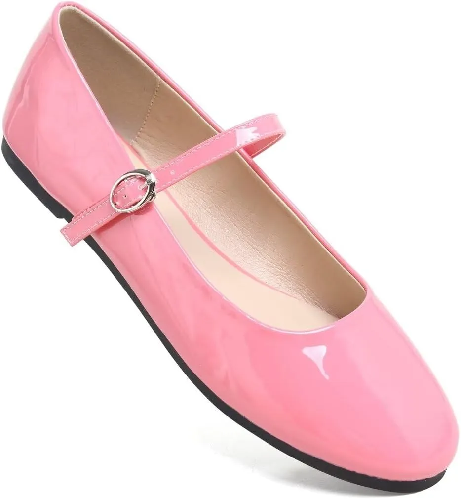 TN TANGNEST Women's Mary Jane Flats Fashion Square Toe Slip On Buckle Flats Soft Comfortable Casual Flat Shoes