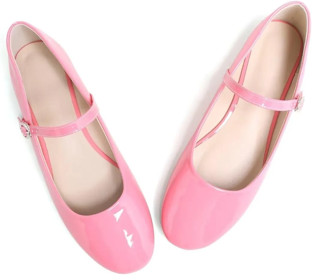 TN TANGNEST Women's Mary Jane Flats Fashion Square Toe Slip On Buckle Flats Soft Comfortable Casual Flat Shoes